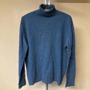 Vintage Peters Pure Cashmere Sweater Blue Turtleneck Size 42 Long Sleeve